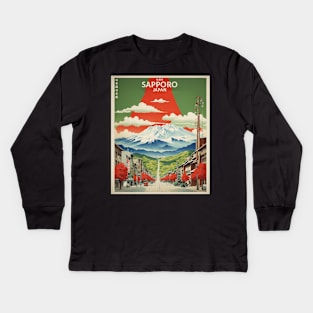 Sapporo Japan Vintage Poster Tourism Kids Long Sleeve T-Shirt